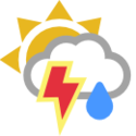 Deels bewolkt, onweer met regen