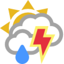 Bewolkt, onweer met regen