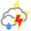 Bewolkt, onweer met regen